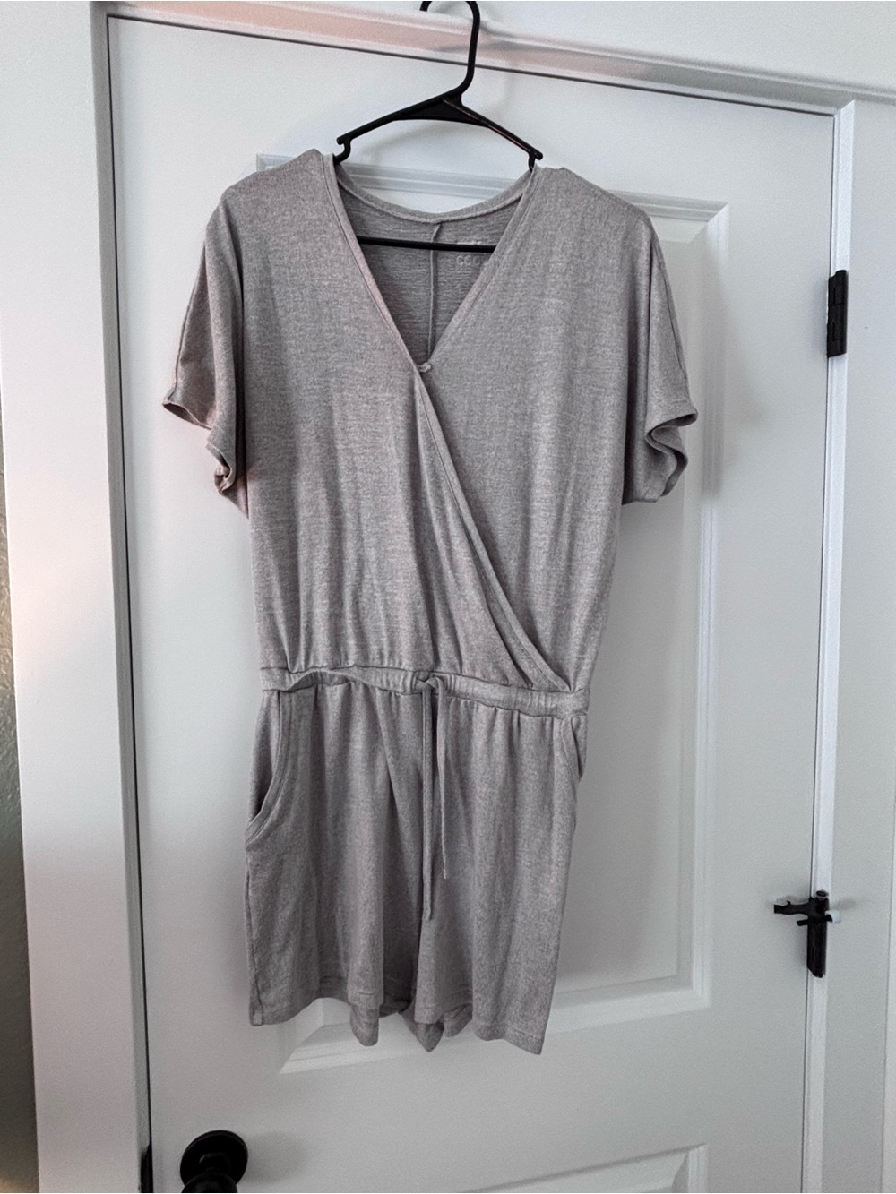 32 Degrees Casual Gray Wrap Romper with Drawstring Waist